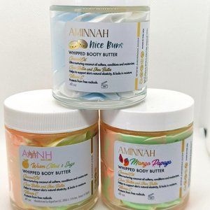 NEW Lot of (3) Whipped Body / Booty Butters AMINNAH Travel Size (4 oz.)